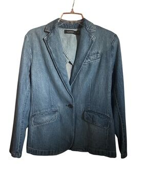 Denim Blazer Jacket in Light Blue